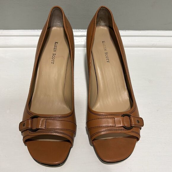 Karen Scott Open Toe Brown Women’s Mid-Heel Dress Shoe -size 9 - Picture 4 of 6